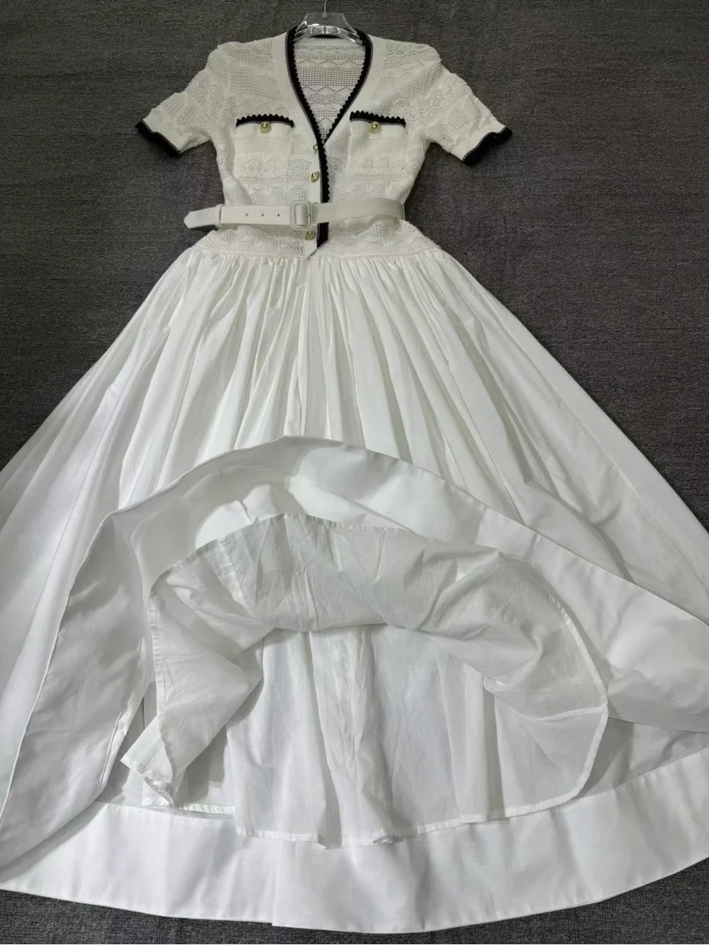 NWOT Self-Portrait White Knit Belted Midi Dress, Size XS/S/M/L - Picture 6 of 6
